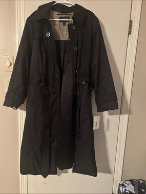 London Fog Black Hooded Trench Coat